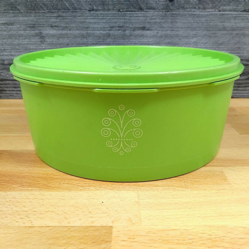 Load image into Gallery viewer, Apple Green Tupperware Round Canister Container #1204 With Servalier Lid