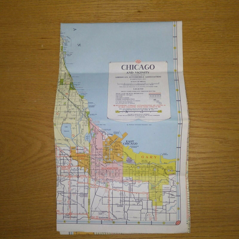 Load image into Gallery viewer, Map of Chicago and Vicinity by AAA Travel 1961
