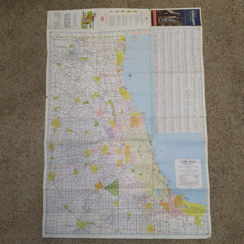Load image into Gallery viewer, Map of Chicago and Vicinity by AAA Travel 1961