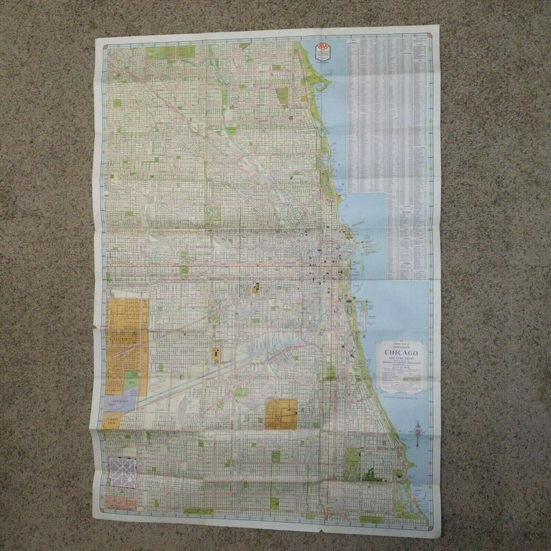 Load image into Gallery viewer, Map of Chicago and Vicinity by AAA Travel 1961
