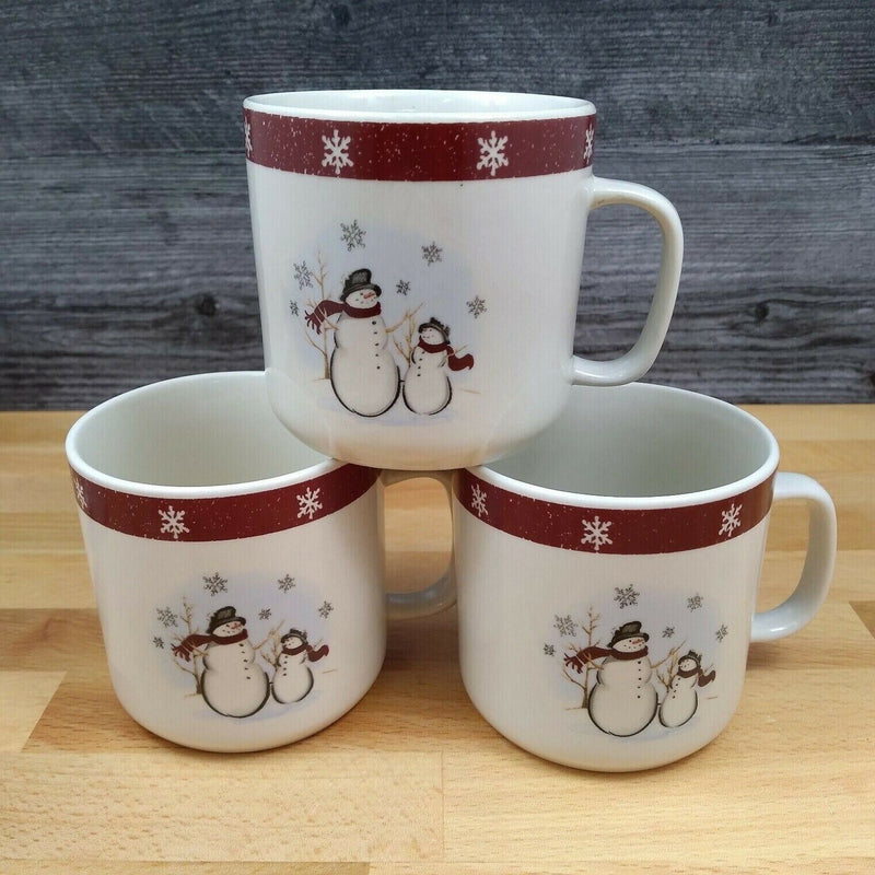 Load image into Gallery viewer, Royal Seasons RN1 Set of 3 Coffee Mugs Winter Snowman Dinnerware Stoneware Cups