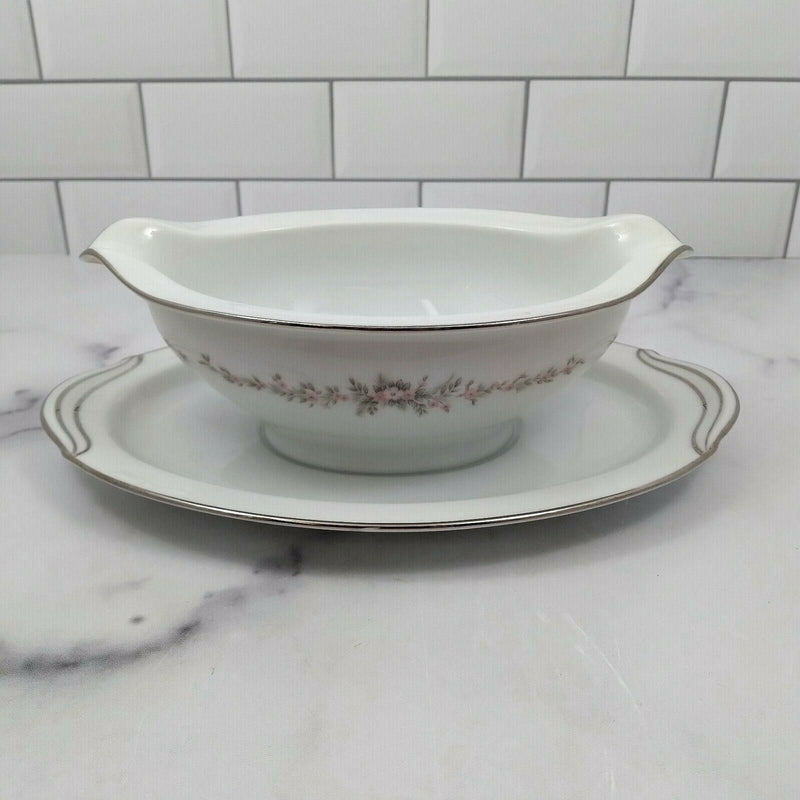 Load image into Gallery viewer, Noritake China Rosepoint 6206 Gravy Boat with Attached Underplate Vintage Japan
