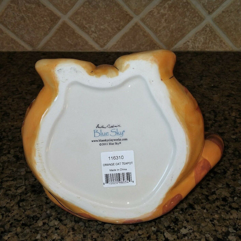 Load image into Gallery viewer, Orange Cat Teapot Animal Ceramics Decor by Blue Sky Clayworks Heather Goldminc