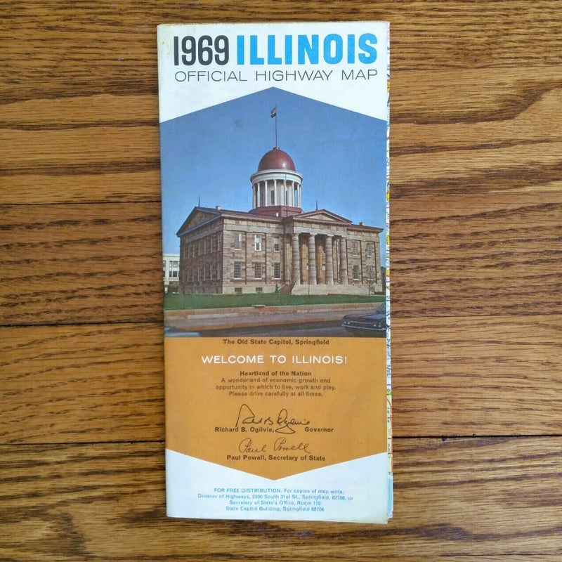 Load image into Gallery viewer, 1969 Official Illinois State Highway Transportation Travel Road Map