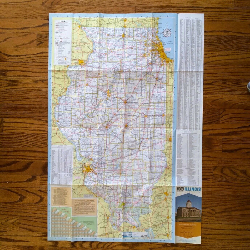 Load image into Gallery viewer, 1969 Official Illinois State Highway Transportation Travel Road Map