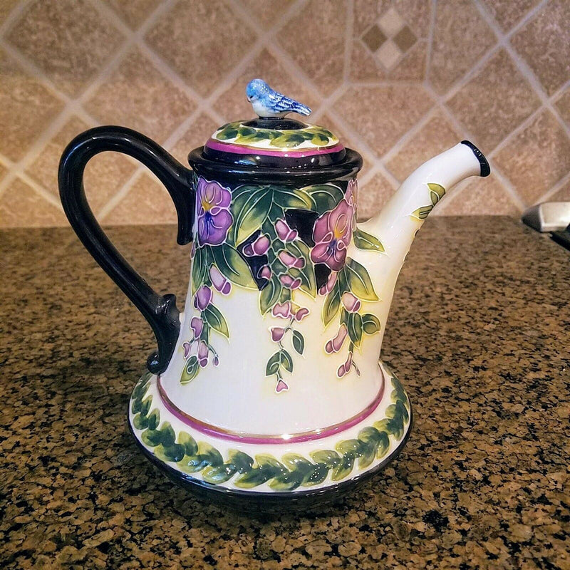 Load image into Gallery viewer, Whisteria Teapot with Blue Bird Ceramic Blue Sky Heather Goldminc Kitchen Decor