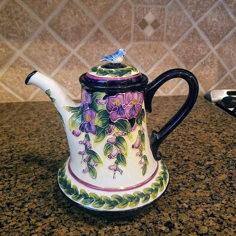 Load image into Gallery viewer, Whisteria Teapot with Blue Bird Ceramic Blue Sky Heather Goldminc Kitchen Decor