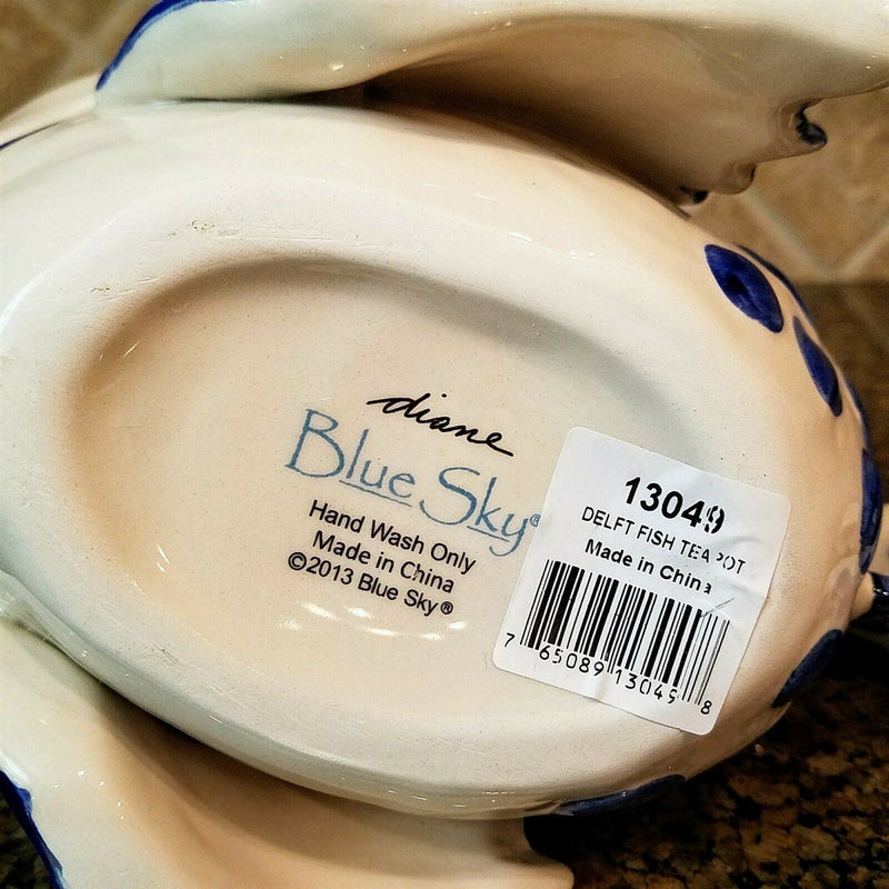 Load image into Gallery viewer, Delft Fish Teapot Ceramic Decorative Kitchen Decor New Blue Sky Diane Artware