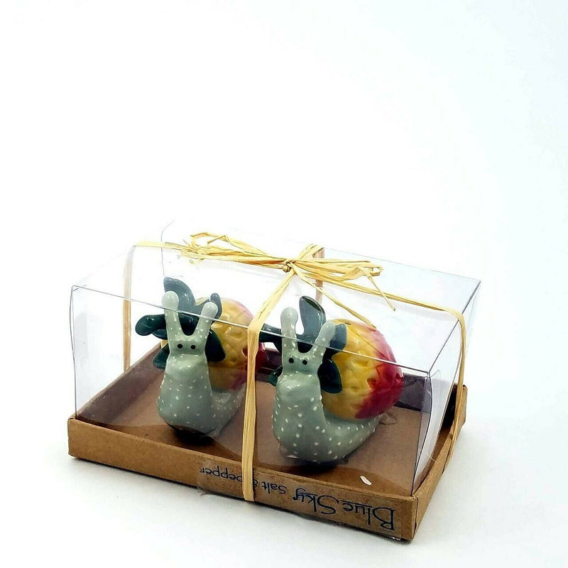 Load image into Gallery viewer, Salt Pepper Set Strawberry Snail Collectible Décor Heather Goldminc Blue Sky