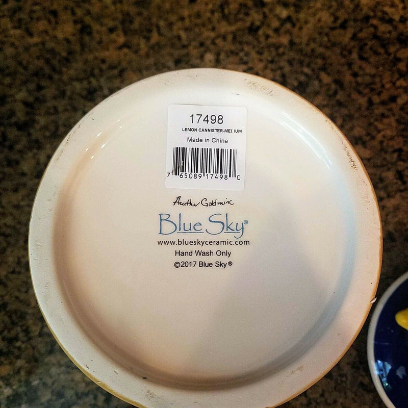 Load image into Gallery viewer, Lemon Cookie Jar Medium Blue Sky Clayworks Heather Goldminc Kitchen Decor