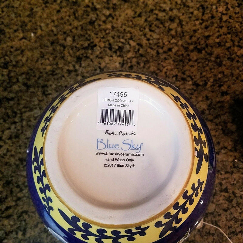Load image into Gallery viewer, Lemon Cookie Jar Kitchen Biscotti Canister by Blue Sky Heather Goldminc