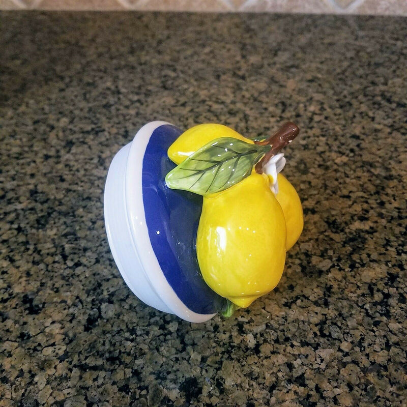 Load image into Gallery viewer, Lemon Cookie Jar Kitchen Biscotti Canister by Blue Sky Heather Goldminc