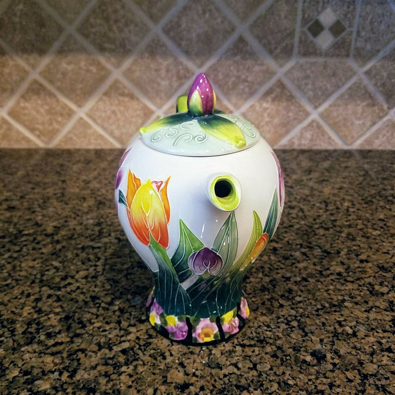 Load image into Gallery viewer, Tulip Teapot Ceramics Flower Collectable Tea Pot by Blue Sky Heather Goldminc