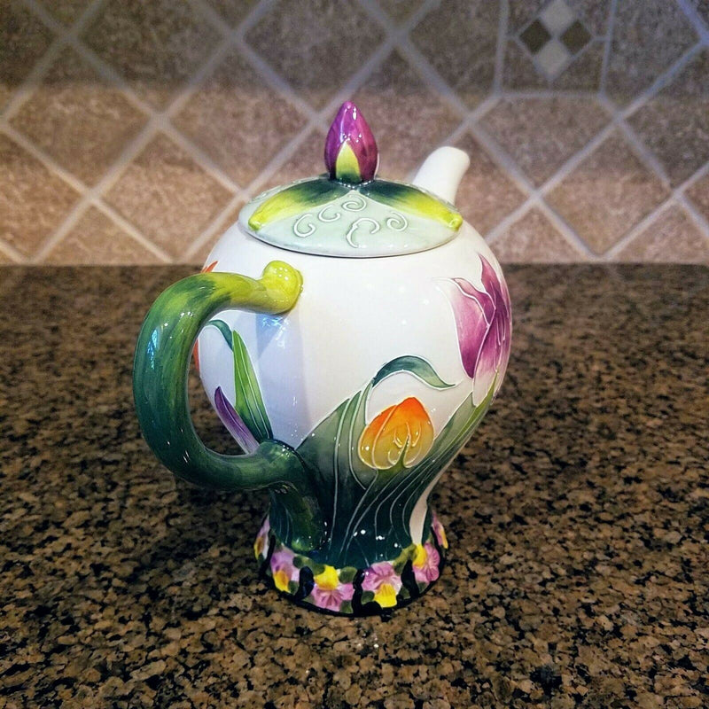 Load image into Gallery viewer, Tulip Teapot Ceramics Flower Collectable Tea Pot by Blue Sky Heather Goldminc