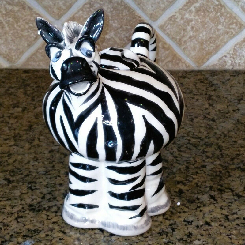 Load image into Gallery viewer, Zebra Teapot Collectible Decorative Kitchen Home Decor Blue Sky Clayworks