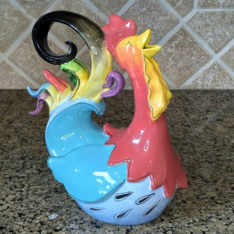 Load image into Gallery viewer, Frisco Falsetto Rooster Teapot Animal Ceramics Tea Pot Blue Sky Heather Goldminc