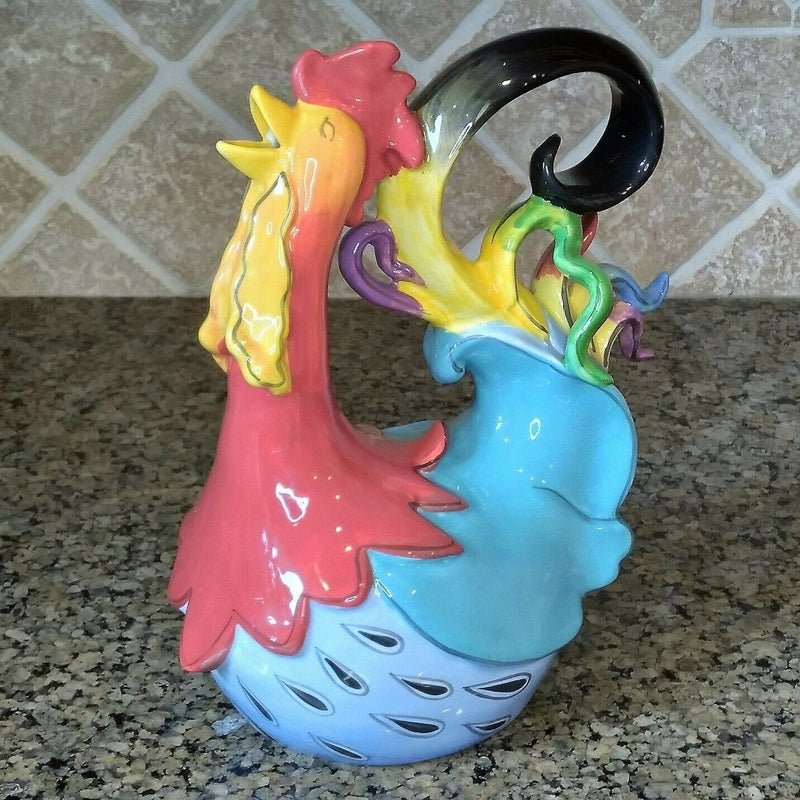 Load image into Gallery viewer, Frisco Falsetto Rooster Teapot Animal Ceramics Tea Pot Blue Sky Heather Goldminc