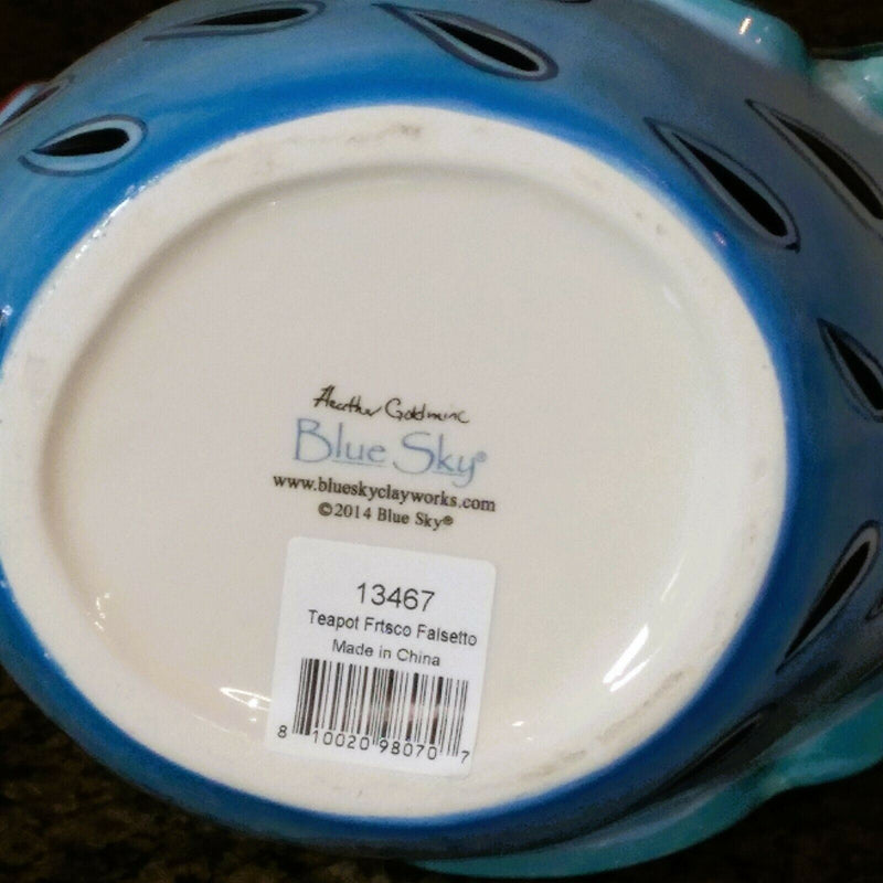 Load image into Gallery viewer, Frisco Falsetto Rooster Teapot Animal Ceramics Tea Pot Blue Sky Heather Goldminc