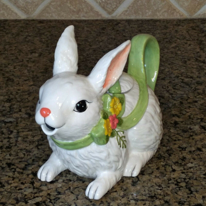 Load image into Gallery viewer, Blossom Bunny Teapot Decorative Kitchen Home Decor Blue Sky Clayworks