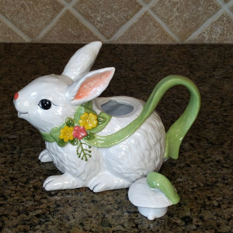 Load image into Gallery viewer, Blossom Bunny Teapot Decorative Kitchen Home Decor Blue Sky Clayworks