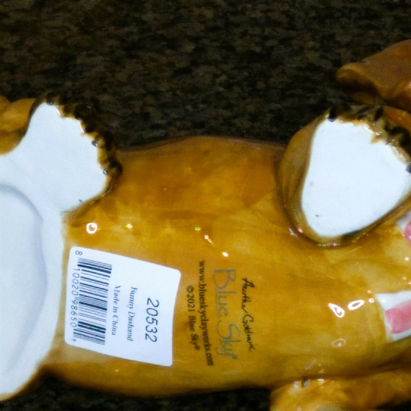 Load image into Gallery viewer, Bunny Dachshund Figurine Decorative Easter Home Décor Blue Sky Clayworks