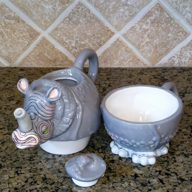Load image into Gallery viewer, Rhino Tea for One Teapot Decorative Ceramic Home Décor by Blue Sky Linda