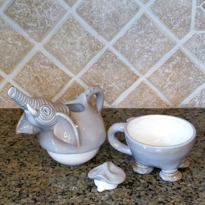 Load image into Gallery viewer, Elephant Tea For One Teapot Decorative Kitchen Home Decor Blue Sky Clayworks