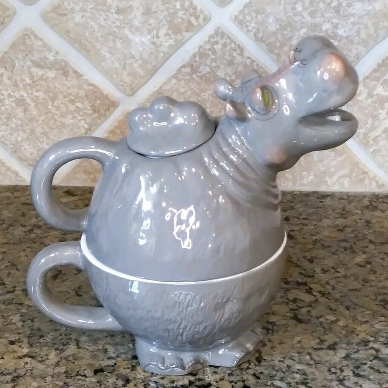 Load image into Gallery viewer, Hippo Tea for One Teapot Decorative Kitchen Home Décor Blue Sky Clayworks