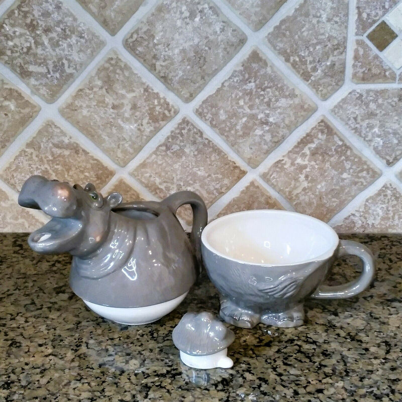 Load image into Gallery viewer, Hippo Tea for One Teapot Decorative Kitchen Home Décor Blue Sky Clayworks
