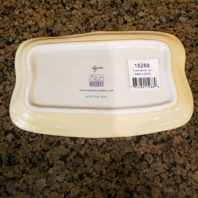 Load image into Gallery viewer, Giraffe Butter Dish Ceramic Blue Sky Lynda Corneille Kitchen Decorative New