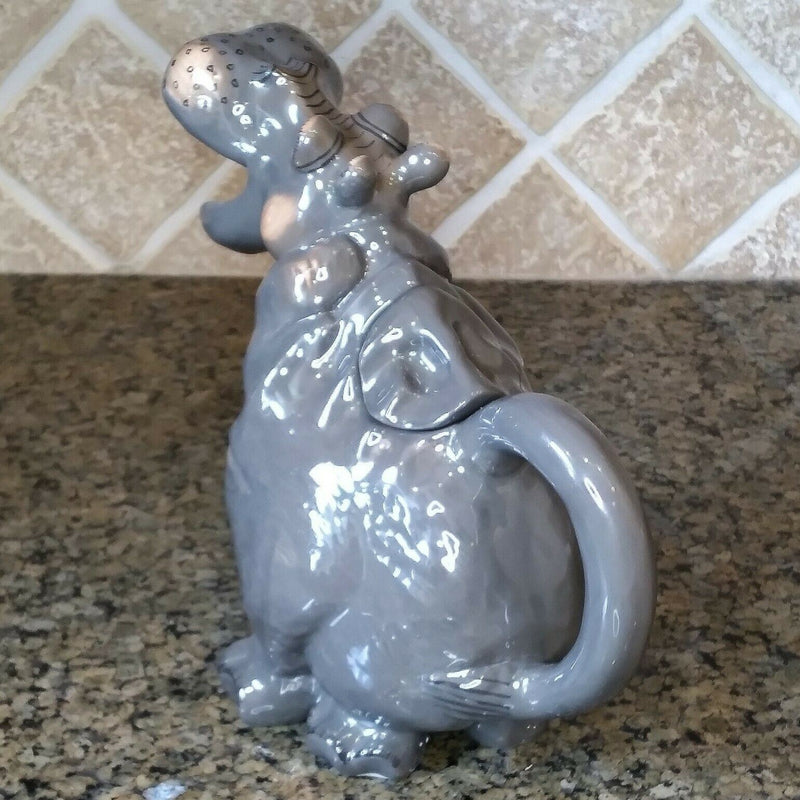 Load image into Gallery viewer, Hippo Teapot Collectible Decorative Home Decor Blue Sky Clayworks