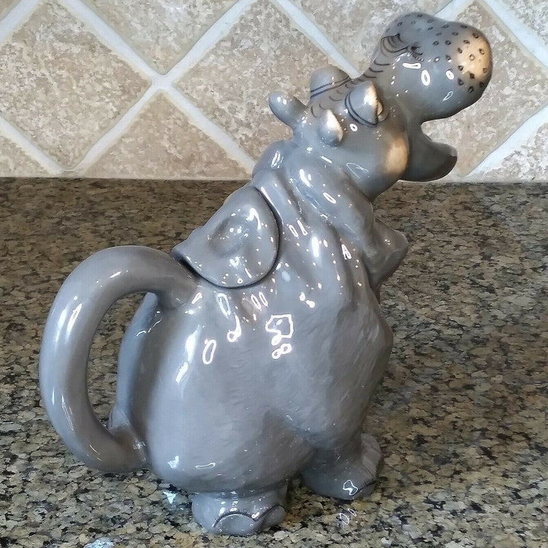 Load image into Gallery viewer, Hippo Teapot Collectible Decorative Home Decor Blue Sky Clayworks