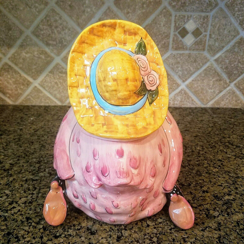Load image into Gallery viewer, Cookie Jar Miss Precious Flamingo Ceramic Blue Sky Goldminc Kitchen Decor