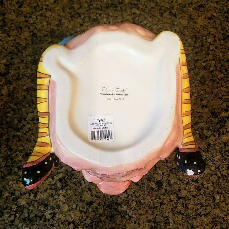 Load image into Gallery viewer, Cookie Jar Miss Precious Flamingo Ceramic Blue Sky Goldminc Kitchen Decor