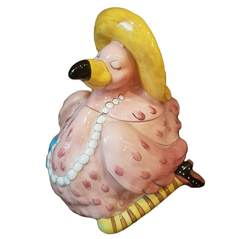 Load image into Gallery viewer, Cookie Jar Miss Precious Flamingo Ceramic Blue Sky Goldminc Kitchen Decor