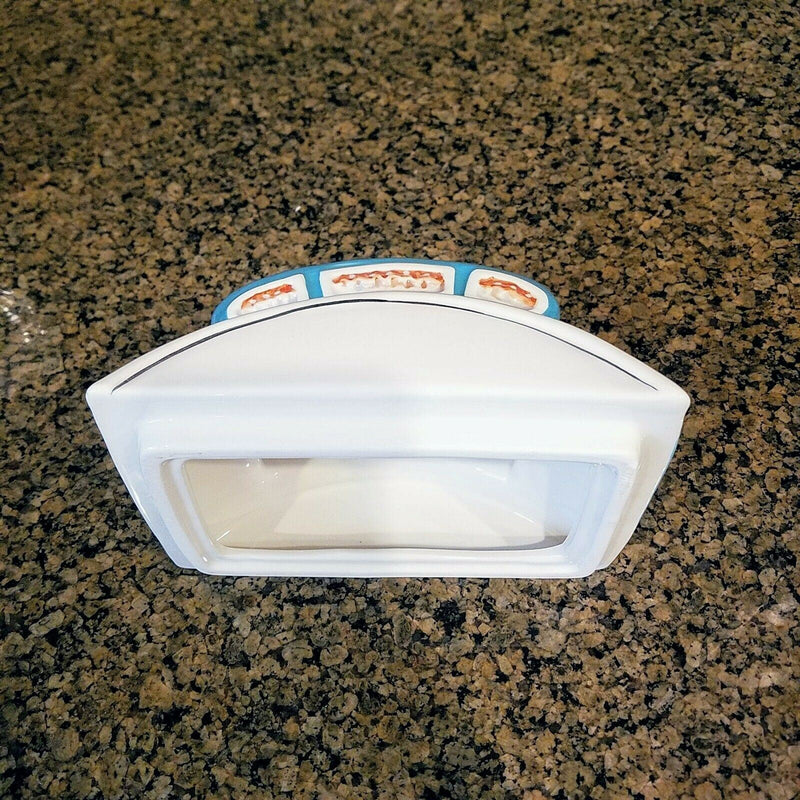 Load image into Gallery viewer, Retro Camper Cookie Jar Turquoise Ceramic Blue Sky Goldminc Kitchen Decor