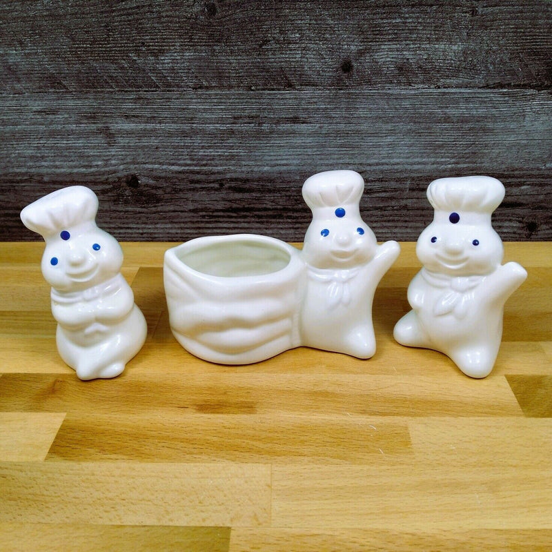 Load image into Gallery viewer, Pillsbury Doughboy Salt And Pepper Shaker Set With Toothpick Holder