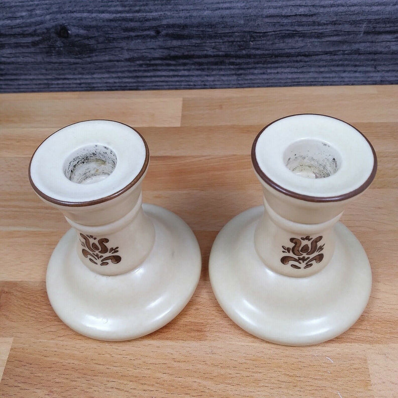 Load image into Gallery viewer, Pfaltzgraff Village Pattern Set of Two Candlesticks Candle Holders