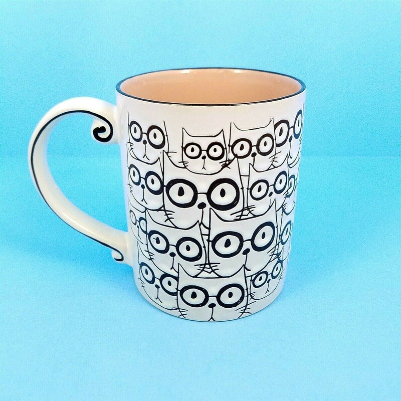 Load image into Gallery viewer, Cat Face Ceramic Coffee Mug Embossed Tea Cup 16oz (455ml) Spectrum By Blue Sky