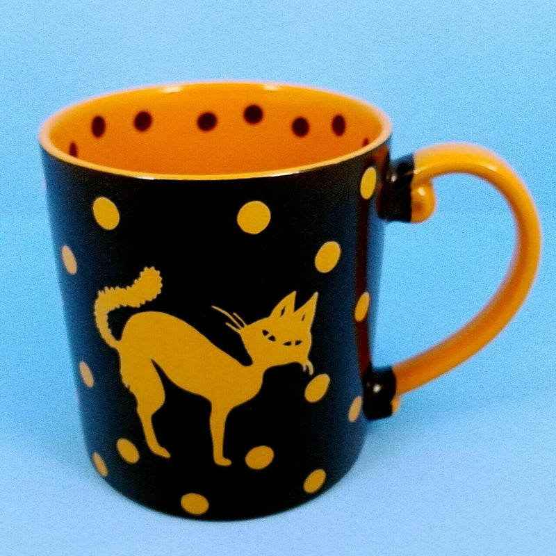 Load image into Gallery viewer, Halloween Cat Coffee Mug Black & Orange Ceramic Tea Cup 21oz by Blue Sky