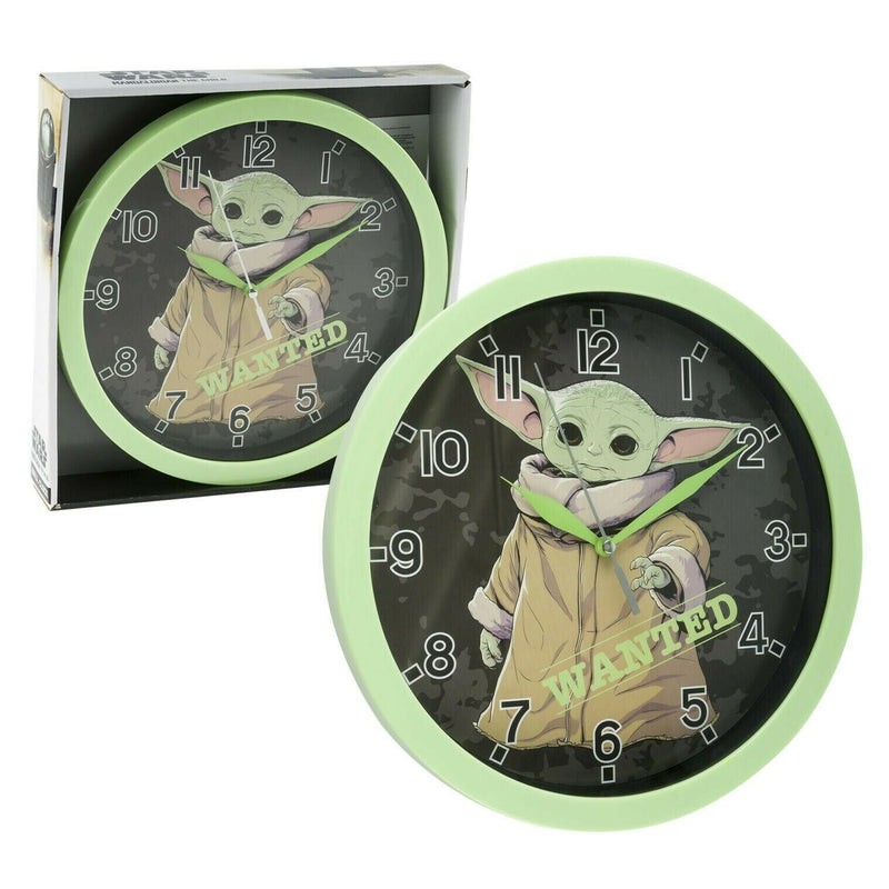Load image into Gallery viewer, Mandalorian The Child Grogu Baby Yoda Wall Clock Star Wars Decor 9 3/4" Analog