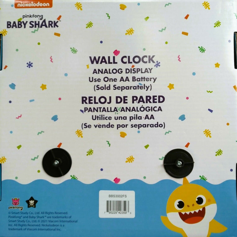 Load image into Gallery viewer, Baby Shark Analog Wall Clock Décor 9 3/4 Inches Nickelodeon Cartoon Pinkfong