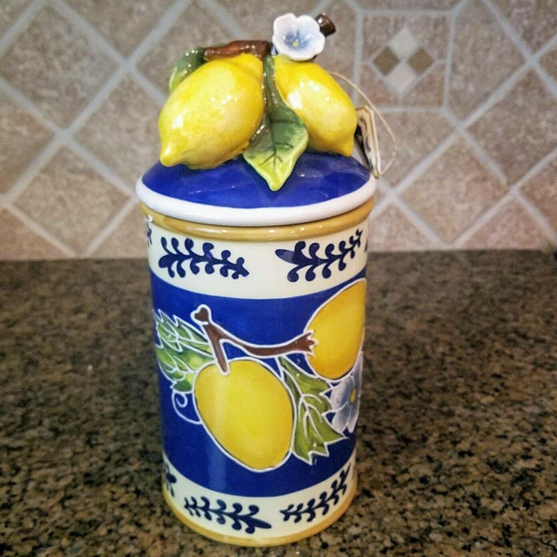 Load image into Gallery viewer, Lemon Cookie Jar Large Ceramic Blue Sky Clayworks Heather Goldminc Kitchen Decor