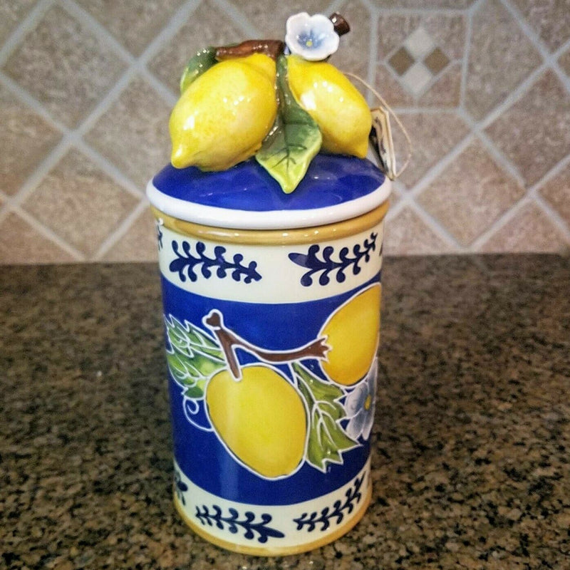 Load image into Gallery viewer, Lemon Cookie Jar Small Ceramic Blue Sky Clayworks Heather Goldminc Kitchen Decor