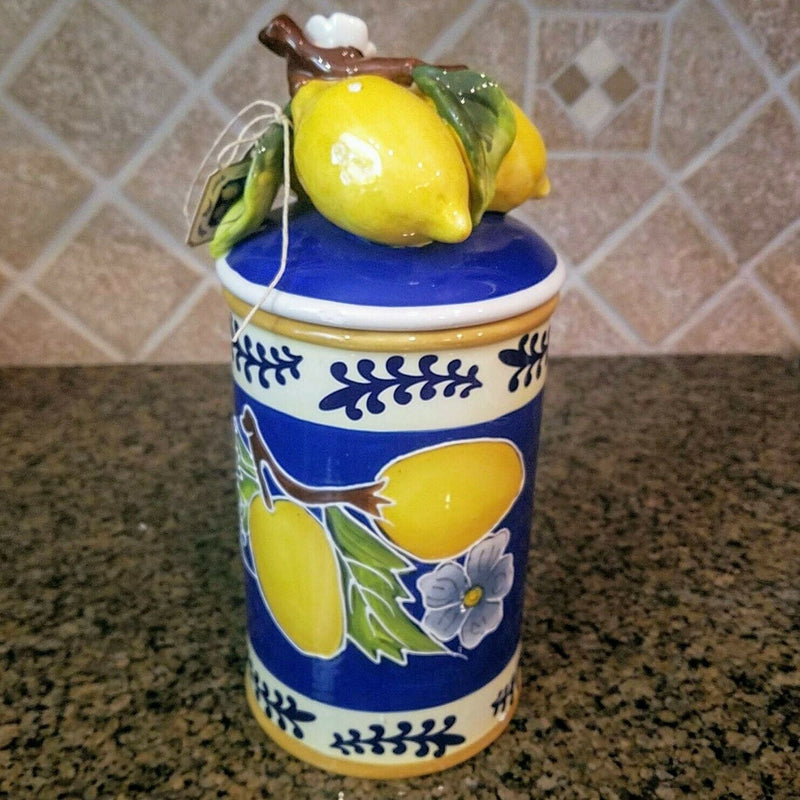 Load image into Gallery viewer, Lemon Cookie Jar Small Ceramic Blue Sky Clayworks Heather Goldminc Kitchen Decor