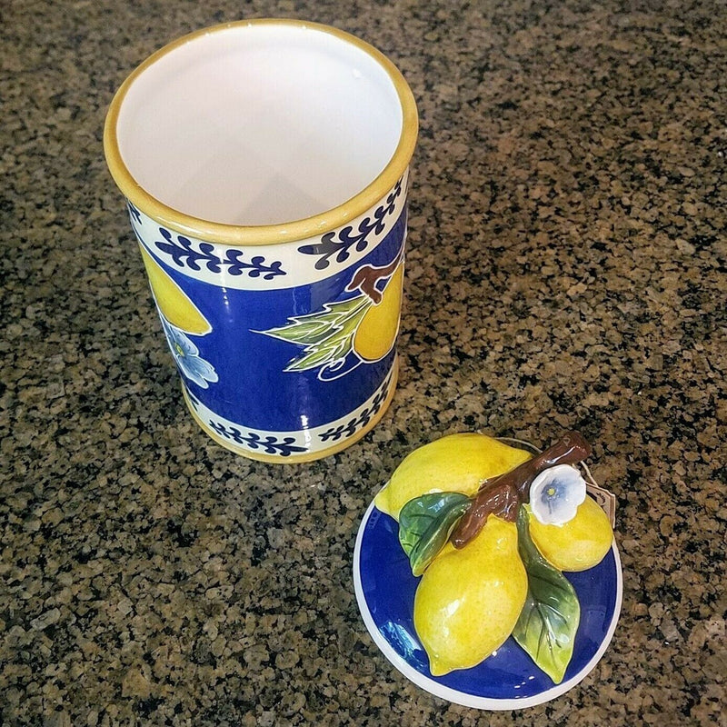 Load image into Gallery viewer, Lemon Cookie Jar Small Ceramic Blue Sky Clayworks Heather Goldminc Kitchen Decor