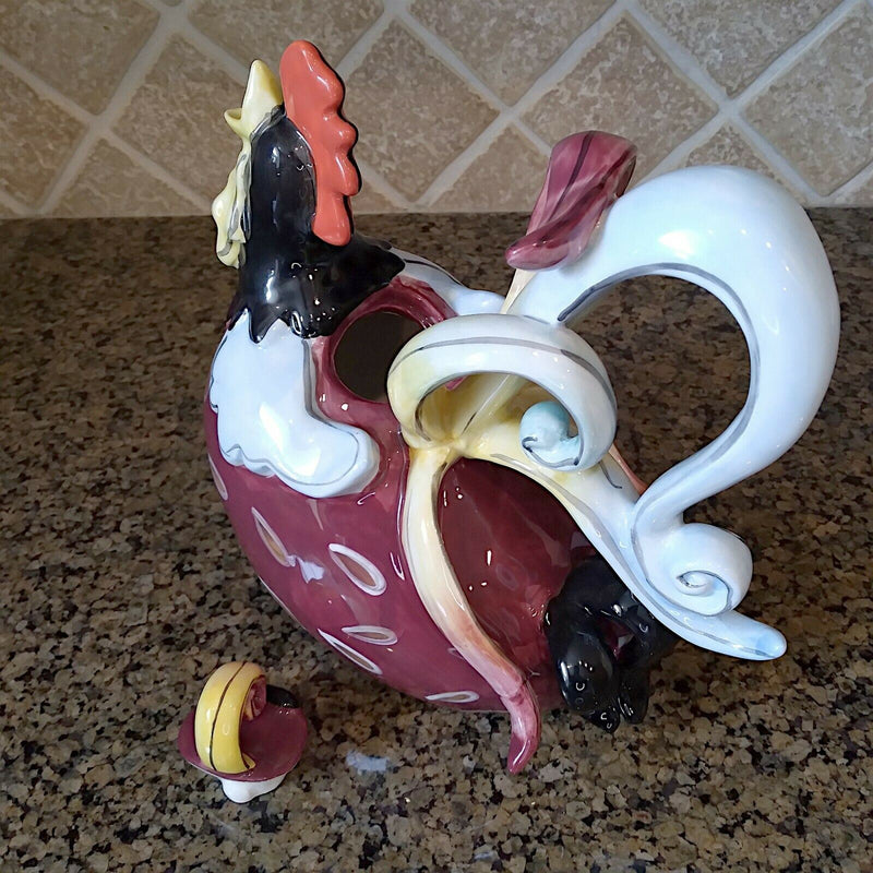 Load image into Gallery viewer, Diggory Basso Rooster Teapot Decorative Decor Blue Sky By Heather Goldminc