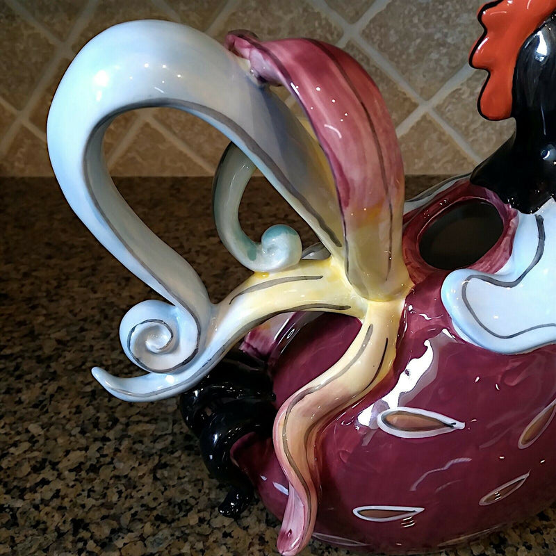 Load image into Gallery viewer, Diggory Basso Rooster Teapot Decorative Decor Blue Sky By Heather Goldminc