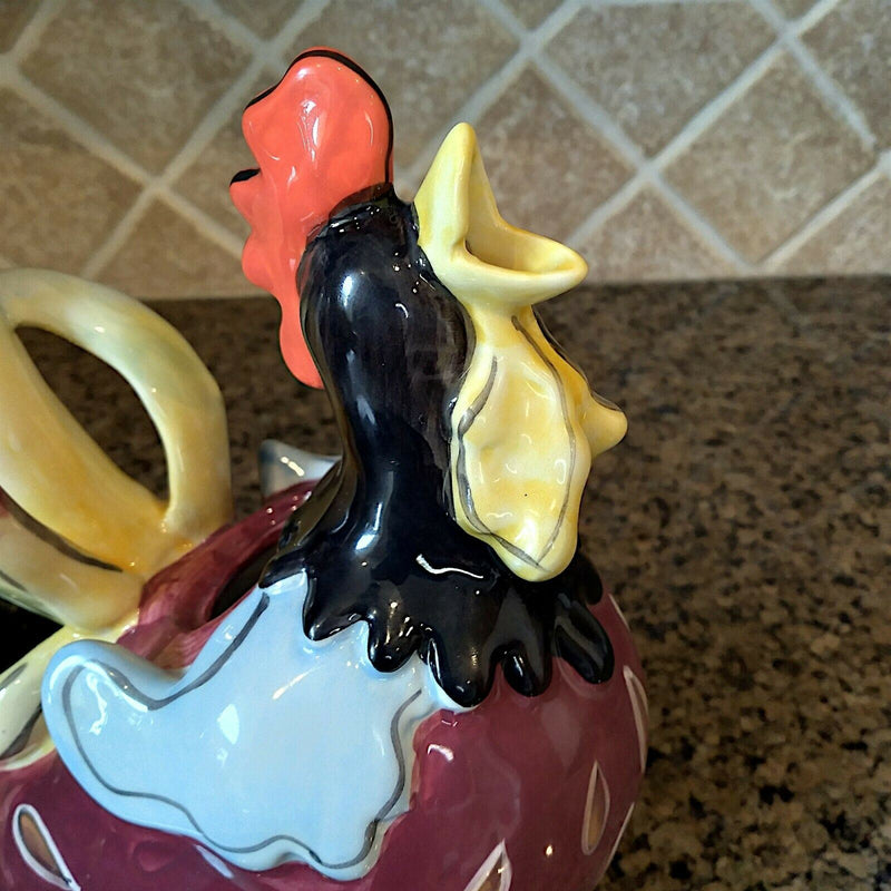 Load image into Gallery viewer, Diggory Basso Rooster Teapot Decorative Decor Blue Sky By Heather Goldminc
