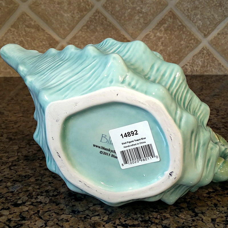 Load image into Gallery viewer, Shell Teapot Blue Decorative Sea Life Conch Cermics Decor Tea Pot by Blue Sky